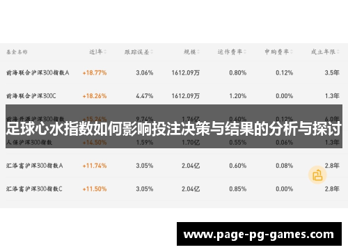 足球心水指数如何影响投注决策与结果的分析与探讨
